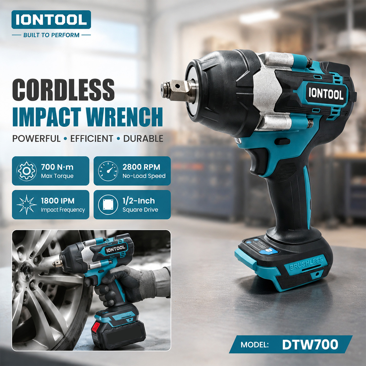 Power Tools And Engineering - مفتاح ربط كهربائي لاسلكي مضاد للانزلاق