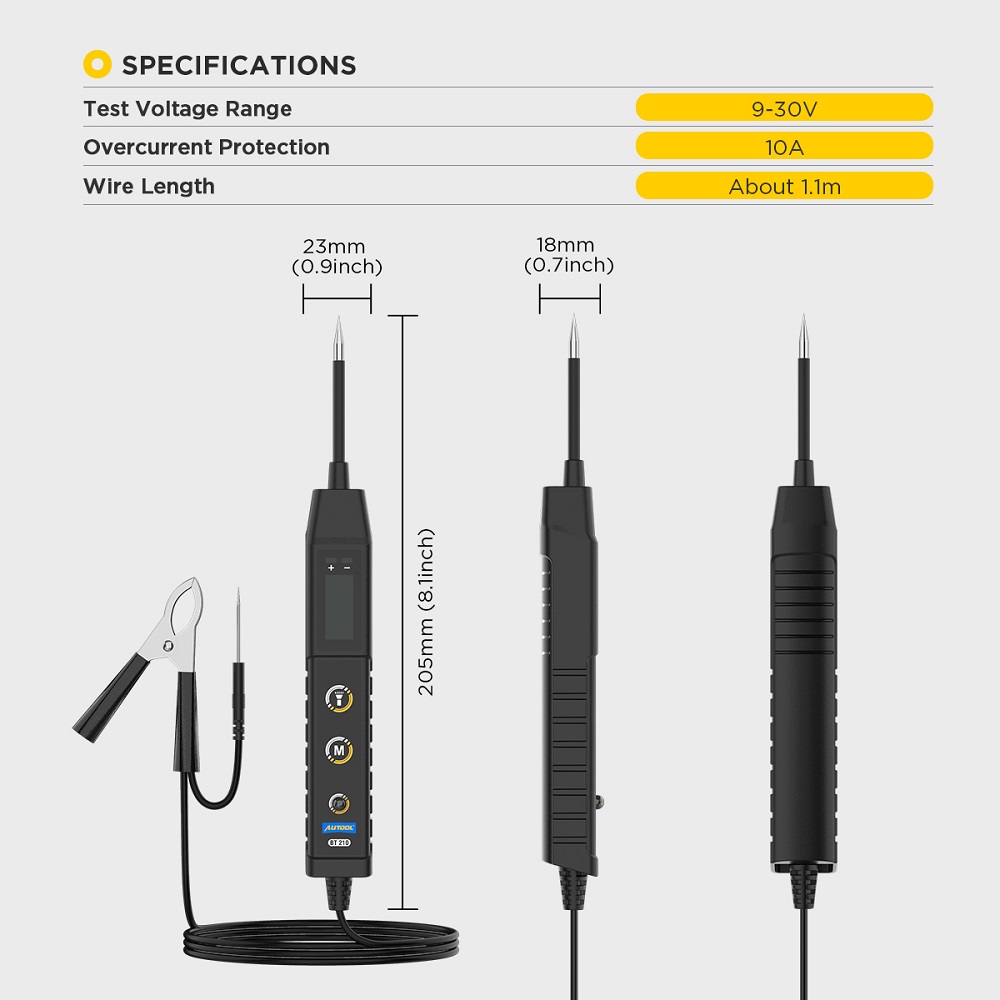 Power Tools Voltage - أداة تشخيص دوائر السيارات AUTOOL BT210