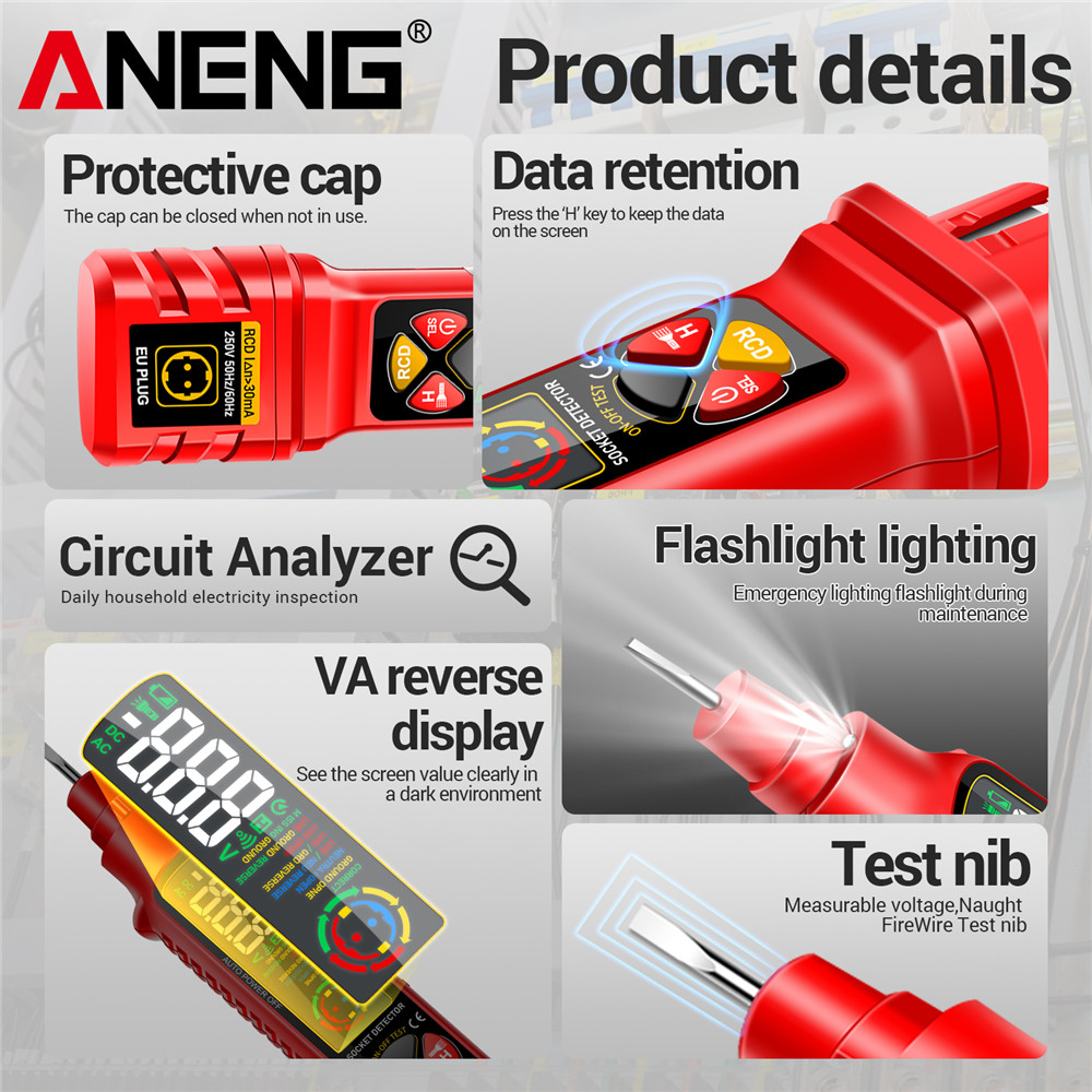 اختبار الطاقة المقبس ANENG VD8 - مراجعة Power Tools Voltage وسعره