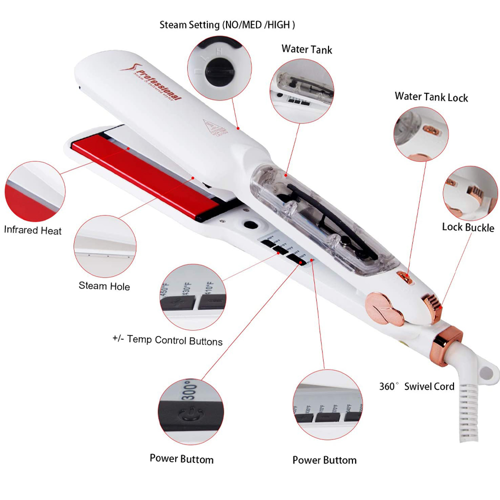 جهاز فرد الشعر بالبخار مع لوحة - مراجعة Power Tools Voltage وسعره